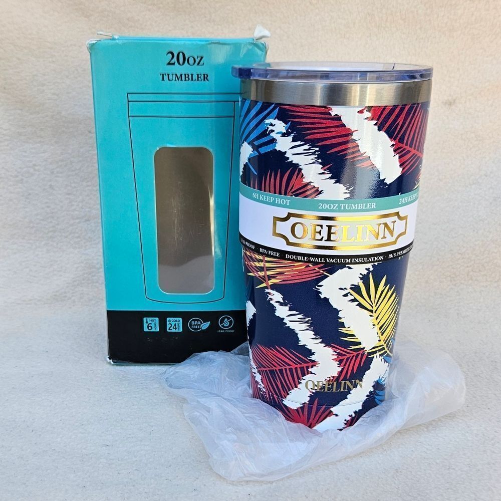 Oeelinn 20oz Tropical Print Insulated Beverage Tumbler